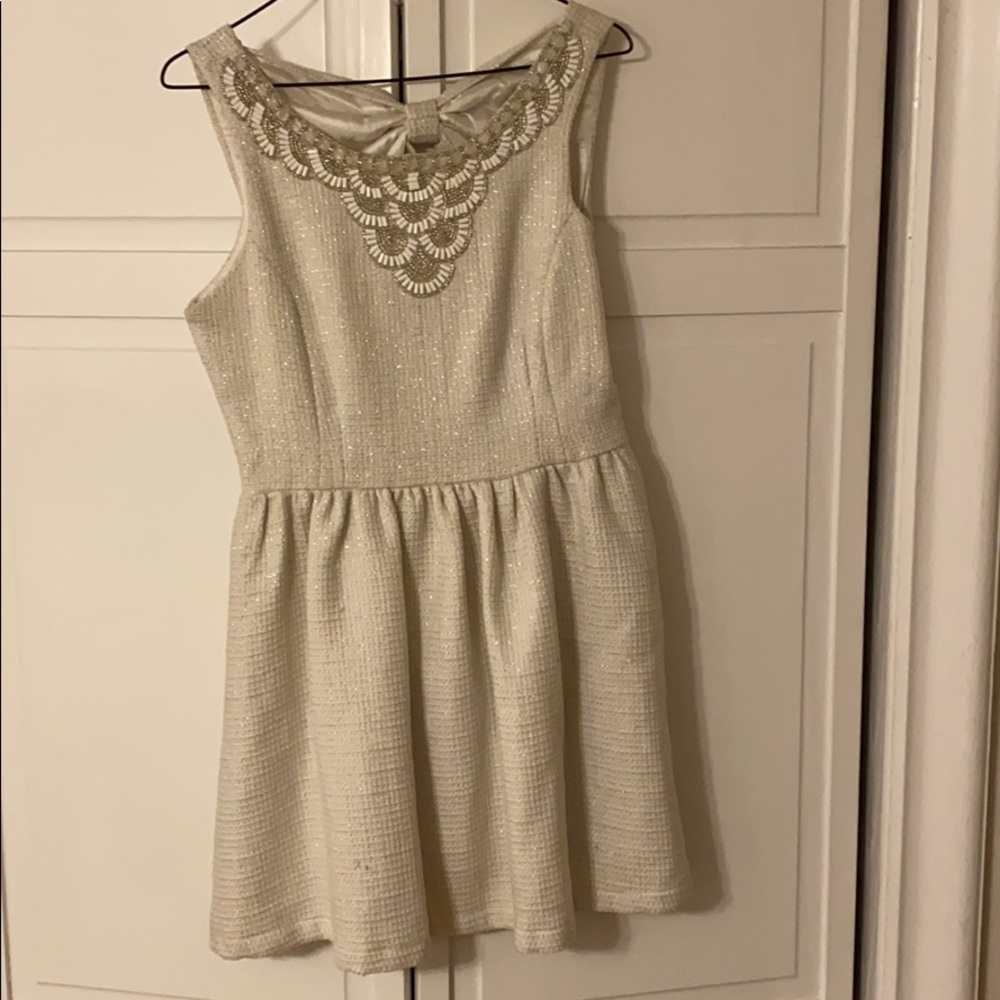 White winter dress with beading